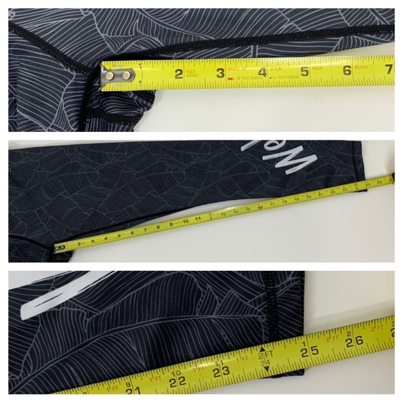 Wela Honolulu Hawaii Black Gray Tropical Palm Athletic Leggings Size Medium - Picture 16 of 16
